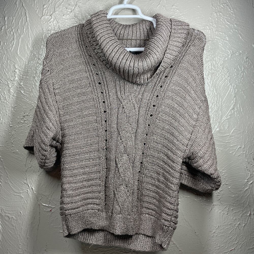 INC International Concepts Gray Dolman Sleeve Cable Knit Metallic Sweater‎ Sz L